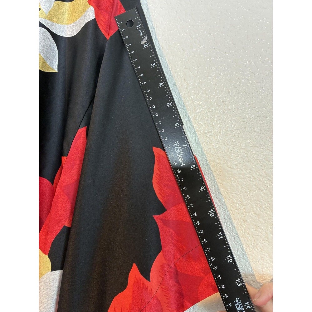 Natori Ginza Long Kimono Robe Womens One Size Black Satin Red Floral Lounge - Picture 10 of 15